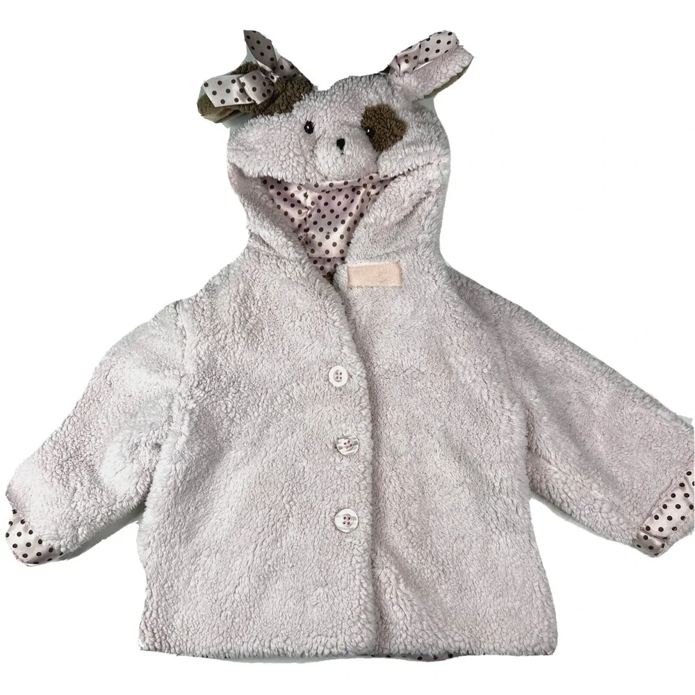Bearington Baby Girl Wiggles Pink Puppy Dog Hooded Coat‎ 12-24 Months